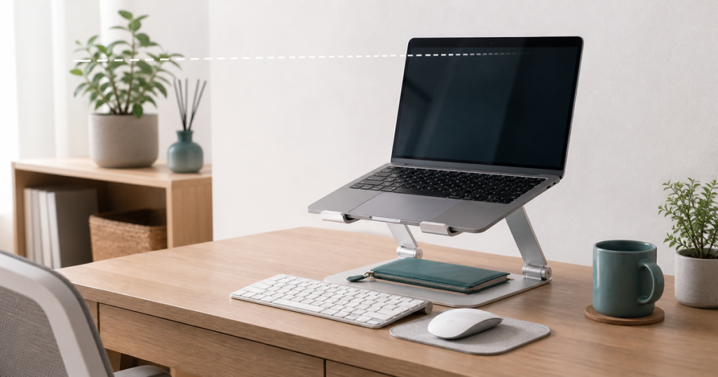 ノートPCスタンドを使うデスク