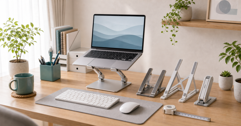 ノートPCスタンド おすすめを整えた明るいデスクまわり